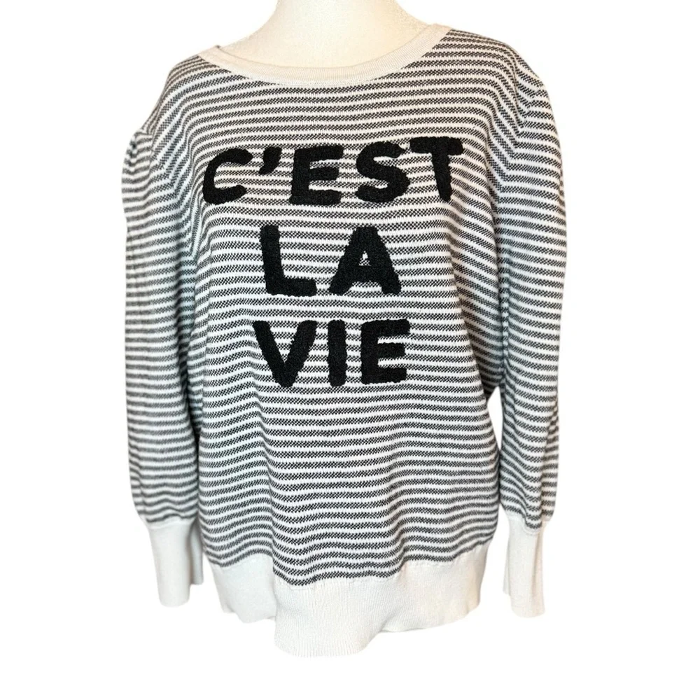 Karl Lagerfeld Black and White Striped Sweater - Picture 3 of 11